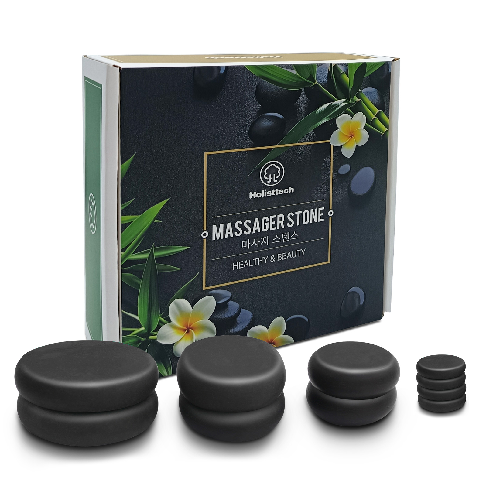 Home Spa Wellness - Massage Hot Stone Set,10 Piece Black