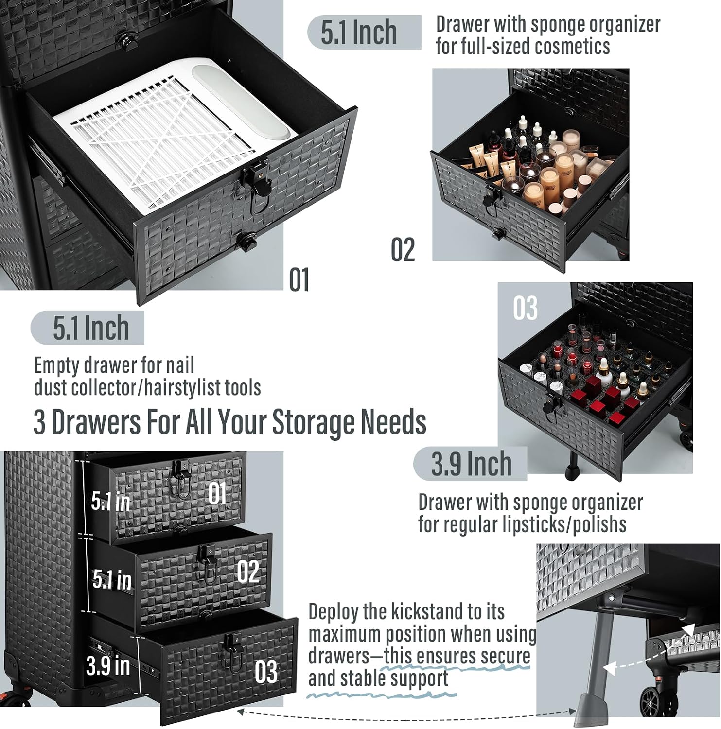 Rolling Salon Cart with 3 Draw - Spa & Wellness Hotel Diamond Ustroń review and price